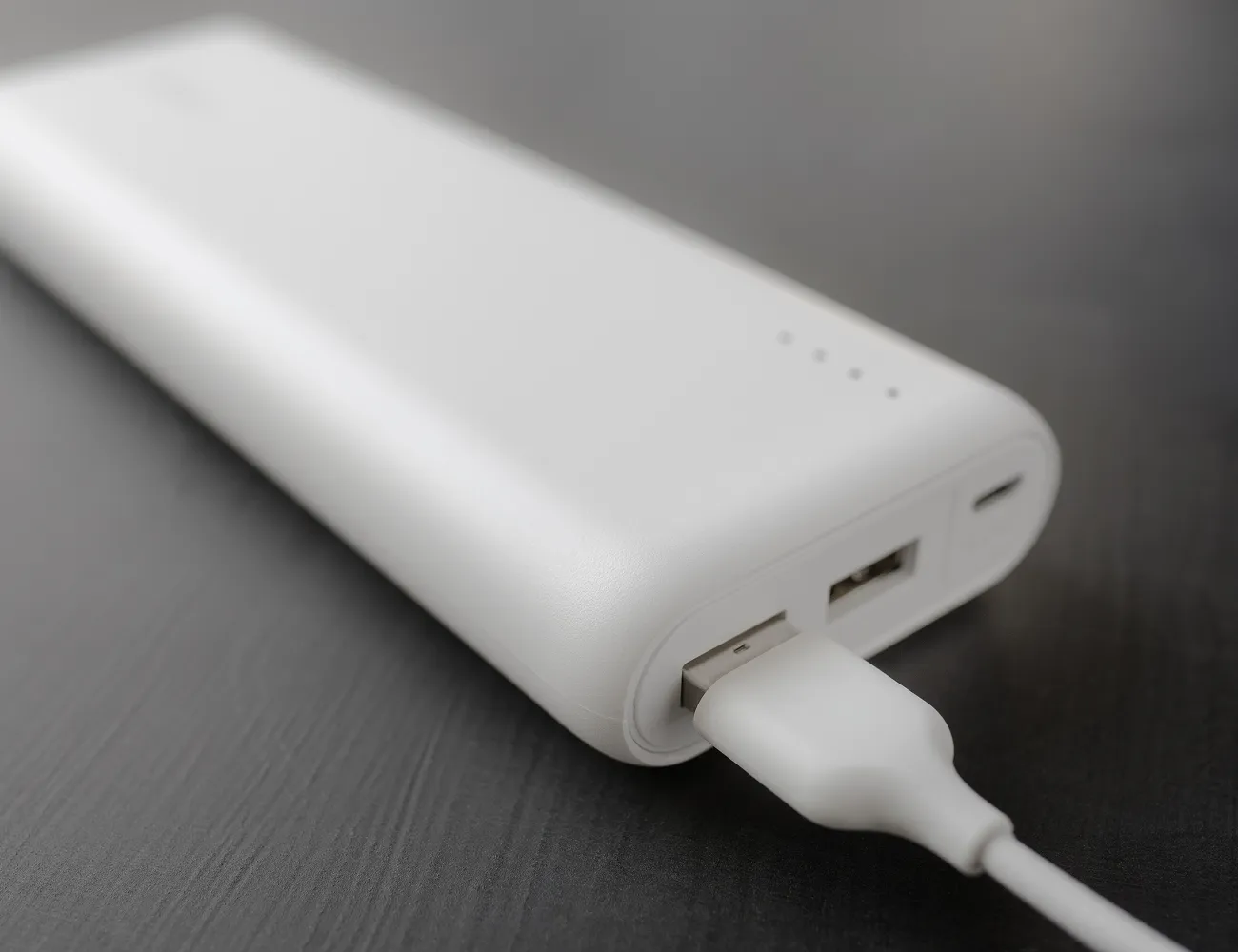 USBケーブルを接続した市販のモバイルバッテリー