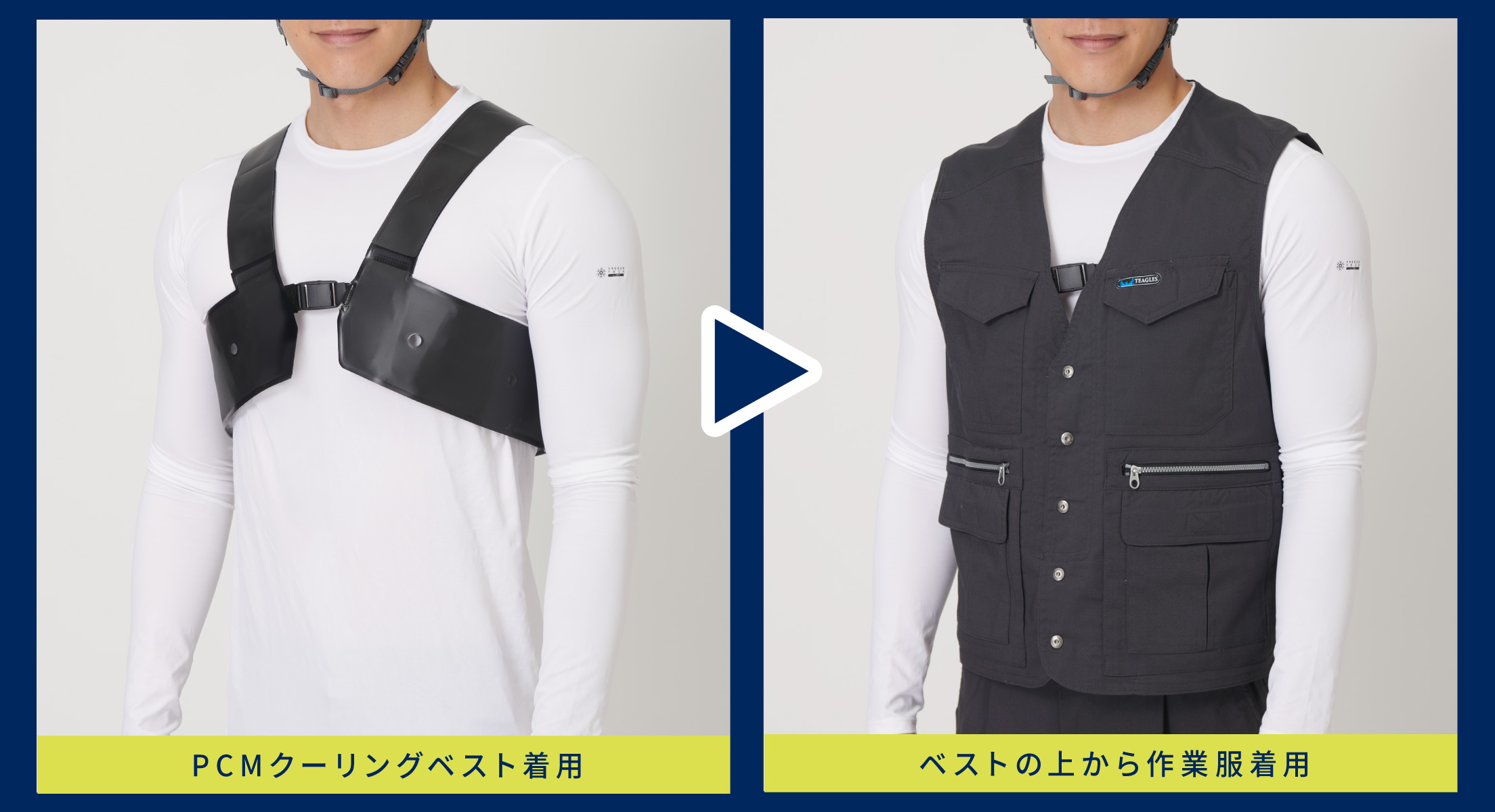 PCMクーリングベスト着用 / ベストの上から作業服着用