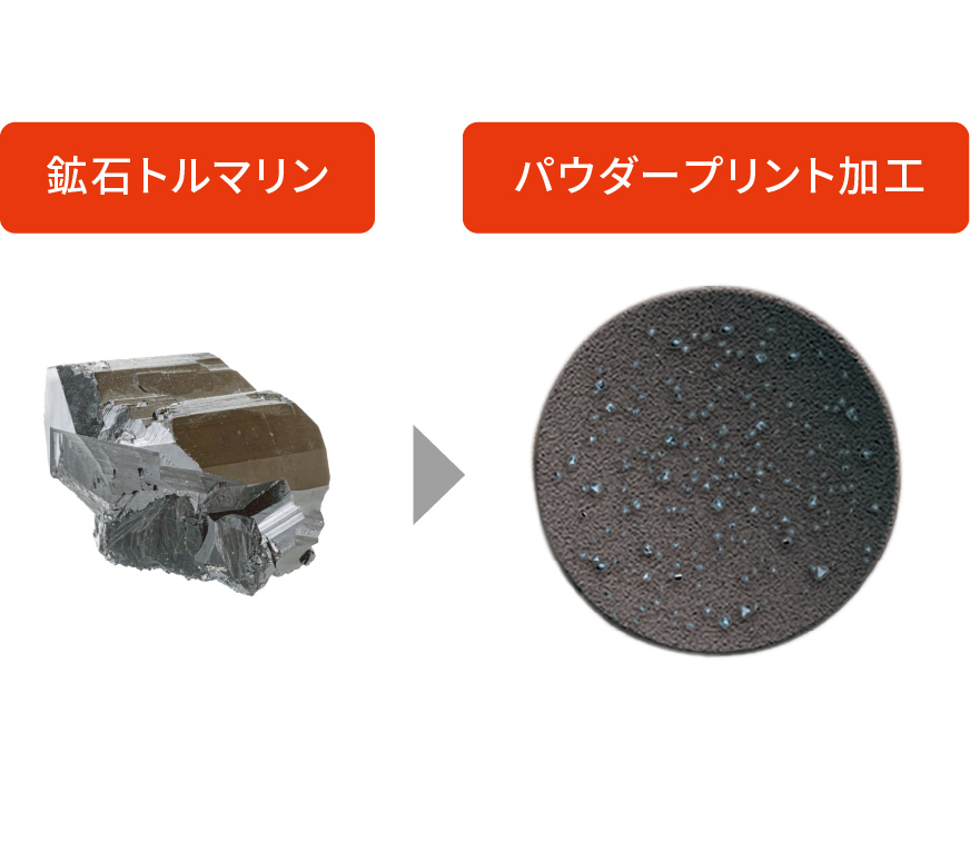 鉱石トルマリン→パウダープリント加工